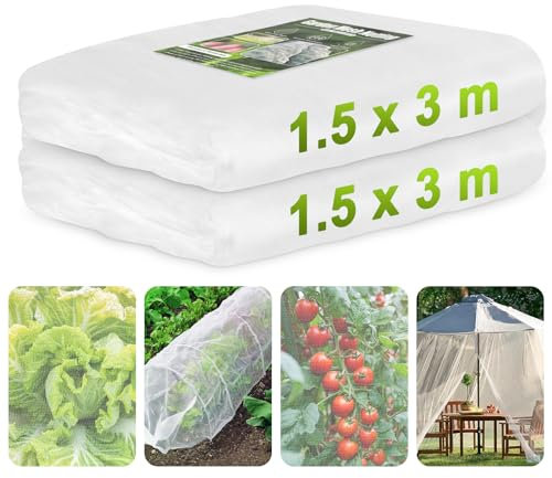 Gemüseschutznetz, RIFNY Insektenschutznetz Gemüse Feinmaschig für Garten Hochbeet Tunnel, Gewächshaus Pflanzen Vogelnetz Fliegengitter Schützen Obstbäume Gemüse vor Insekten (1,5x3m)