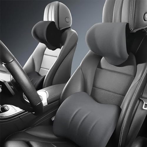 DINGYUYU Auto Kopfstütze Rücken Kissen für Benz ML AMG 2013-2016,Nackenstütze Lendenkissen Zur Rückenentlastung Auto Kissen Zubehör,A-Grey