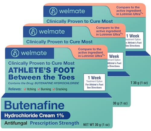 WELMATE Butenafine Hydrochloride 1% Antifungal Cream for Skin, 1 oz, 3pk