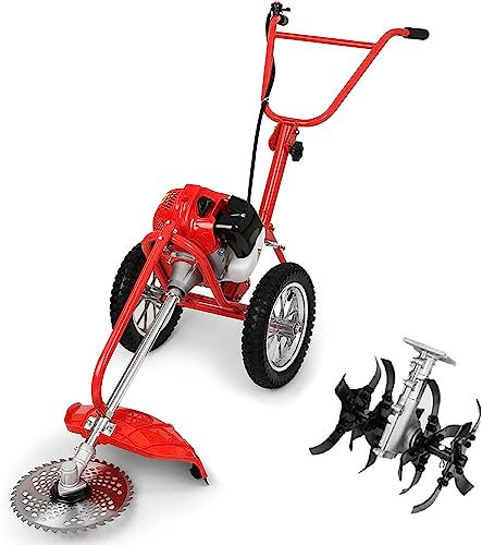 BDCXUX Lawn Mower, Walk-behind Gasoline Multifunctional Small Weeder 42.7cc Walk-behind Scarifier Home With 2 Stroke Engine Gas Powered Lawn Mower Outdoor