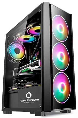 Computer Fisso da Gaming, Ryzen 5, RAM 32GB, SSD 1TB, RTX 5050 8GB GDDR6, Windows 11 PRO, WiFi USB, HDMI e VGA, Wireless, per Ufficio, Internet, Scuola