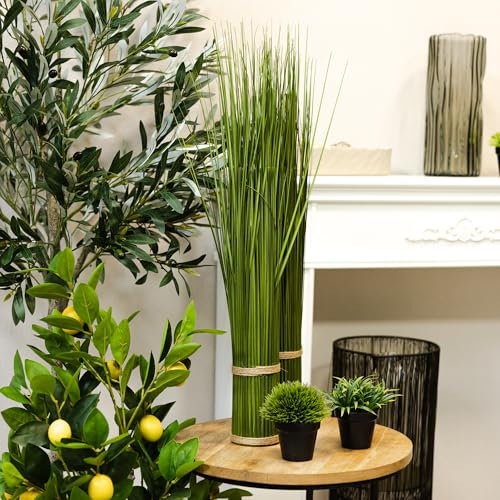 DARO DEKO künstliche Gräser Schilfgras 70cm Kunstpflanze Ziergras Blüten Wedel