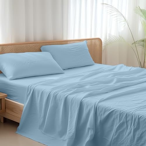 Ruggeri - Completo Letto Matrimoniale - 100% Morbida Microfibra di Alta Qualità - Federe + 1 Lenzuolo con Angoli + 1 Lenzuolo Sopra - Collezione Everyday (Blu, Matrimoniale)