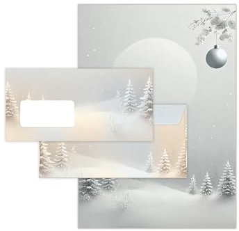 Briefpapier Weihnachten Weihnachtsbriefpapier mit Umschlag Umschlägen mit Fenster Weihnachtspapier A4 für Kunden (25 Blätter + 25 Umschläge)