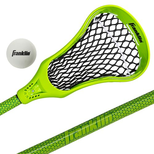 Franklin Sports 32 Youth Mini Lacrosse Stick & Ball Set - Green Practice Stick - Beginner Backyard Lacrosse - Learn The Fundamentals of Lacrosse
