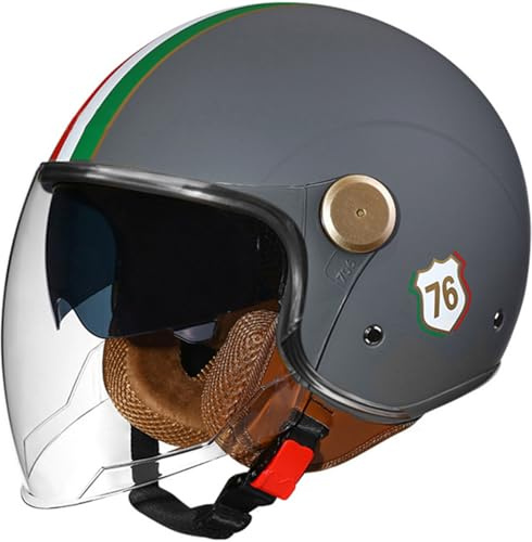 RCGNR Open Face MC-hjälm - Scooter Motorcykel Crash Jet-hjälm för män kvinnor med solskydd - Retro vintagestil hjälm ECE-godkända motorcykelhjälmar,G01,L