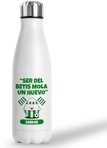 Botella Térmica Personalizada Fútbol | Regalo Original para Aficionados del Fútbol Español | Termo Acero Inoxidable Doble Capa 500 ml (Betis)