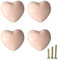 Mimhooy 4 Pack Pale Pink Ceramic Drawer Knobs Decorative Cabinet Knobs, Heart Shaped Cupboard Knobs, Knobs for Cupboards & Draws