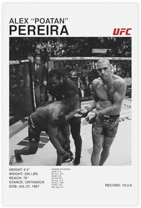 bacrhjlb Alex Pereira UFC Poster auf Leinwand, Schlafzimmer, Dekoration, Landschaft, Büro, Raumdekoration, Geschenk, 30 x 45 cm