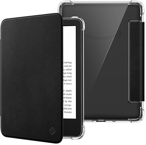 FINTIE Custodia per 6 Kindle (11ª Generazione) – 2024/2022, Leggero Cover Trasparente Posteriore in TPU Morbido con Auto Sveglia/Sonno per 6 Pollici Kindle 11a Gen 2024/2022, Nero