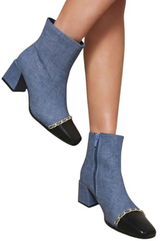 IKRUSH Two Tone Side Zip Block Heel Ankle Bootscasual Mid Ankle Regular casual