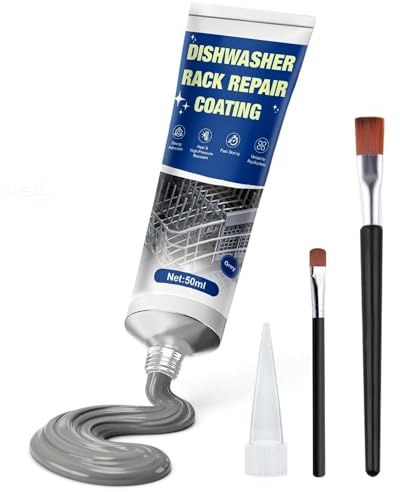 XINGHUO Lack für Spülmaschinenkorb, 50 ml, Wasserfest und Wärmeisolierend | Reparatur für Geschirrspülerkorb, Rostschutz, Grau, speziell für Spülmaschine