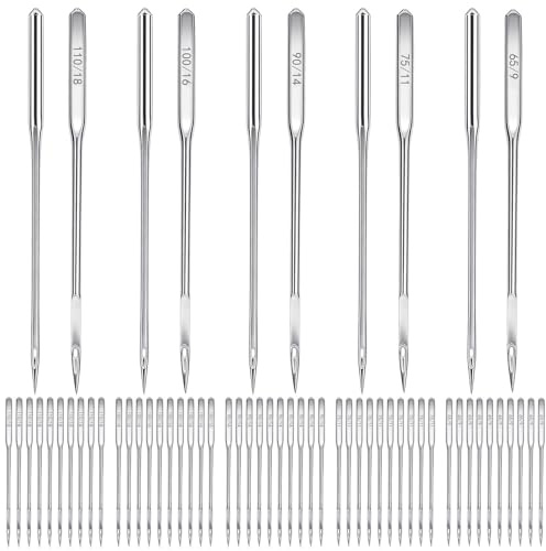 EEEKit 100 Stück Universal Nähmaschinennadeln: 5 Größen Nähnadeln Set | Verschiedene Größen HAX1 65/9 75/11 90/14 100/16 110/18 kompatibel mit Haushaltsnähmaschine – für Jeans Leder Canvas