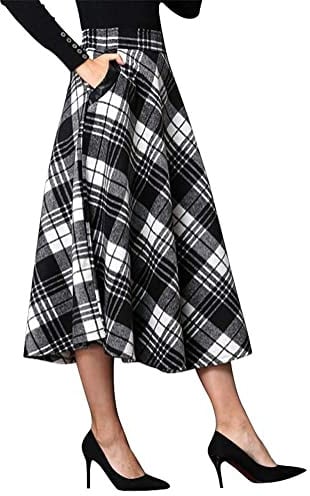 Midi Skirts for Women Midi Length Fall Winter High Waisted A Line Skirt BKM