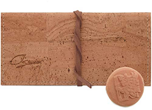 SIMARU Porta tabacco in sughero 30-40g, portatabacco con scomparto cartine, filtri e accendino, borsa porta tabacco impermeabile, sostenibile e durevole per legare (Beige)