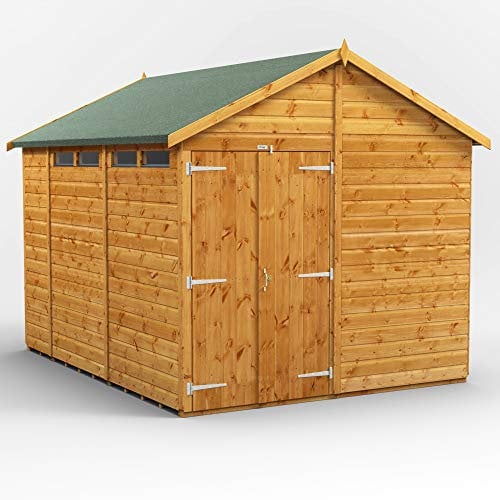 POWER Sheds wooden shed. 10x8 apex wooden garden shed. Double door security shed 10 x 8.