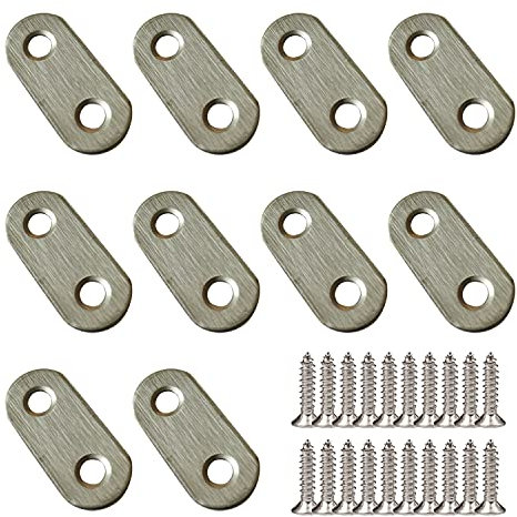 10 piezas de placas de unión 37 por 16 mm, placas de refuerzo de acero inoxidable placas de reparación pletinas, con tornillos
