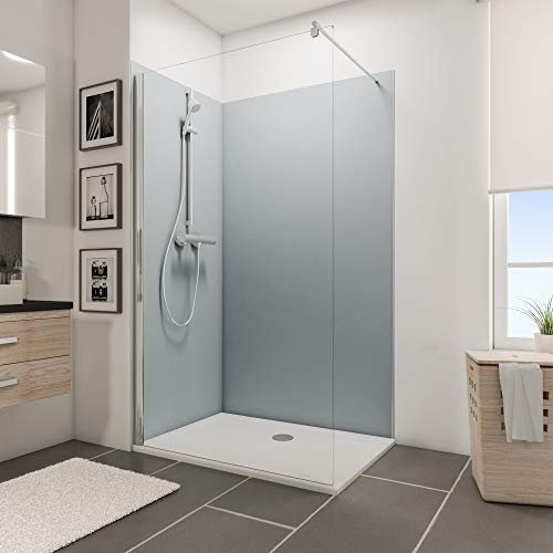 Schulte pack lot de 2 panneaux muraux 120 x 90 x 210 cm pour salle de bain, revêtement décoratif douche, épaisseur des panneaux 3 mm, 4.41 m², DécoDesign COULEUR, gris argenté D1902321-F 679