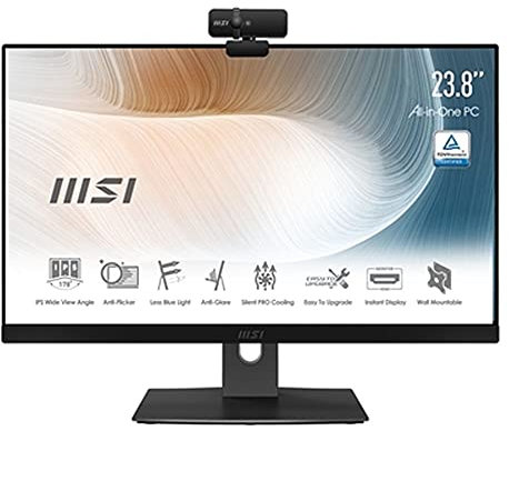 MSI Modern AM241P 11M All-in-One Desktop PC - 23.8 FHD IPS Panel, 11th gen Intel Core i5-1135G7 CPU, 8GB DDR4 RAM, 256GB M.2 SSD, Wi-Fi 6, Wireless Tastiera & Mouse, Windows 10 Pro - Nero