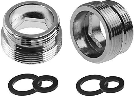 2 adattatori per rubinetto in metallo, filettatura maschio da 22 mm a filettatura maschio da 22 mm, connettore aeratore per rubinetto da bagno e cucina