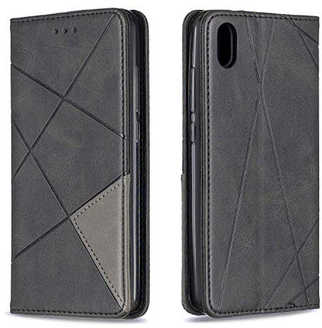 Posanter Coque pour Xiaomi Redmi 7A, Housse Portefeuille en Cuir Etui de Protection avec Slim TPU Silicone Bumper Antichoc Magnétique Flip Case, Porte Cartes avec Fonction Support Cover (Noir)