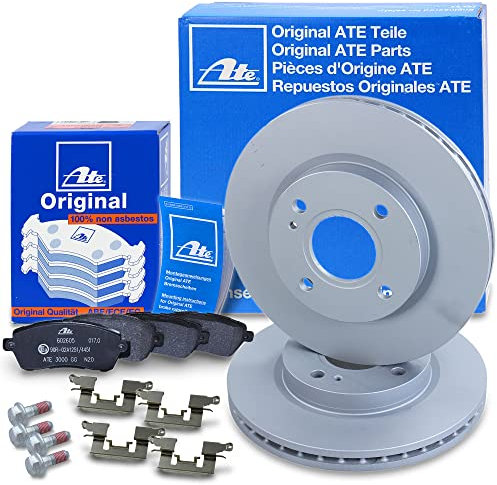 ATE Bremsenset Vorderachse inkl. Bremsscheiben vorne Ø 258 mm belüftet und Bremsbeläge vorne Kompatibel mit FORD FIESTA Mk6 (CB1, CCN), FIESTA Mk6 Van