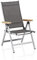KETTLER Granada Multipositionssessel – Gartenstuhl Hochlehner verstellbar mit Armlehnen aus Teak-Holz – wetterfester Gartensessel aus Aluminium & Outdoorgewebe – Silber/anthrazit
