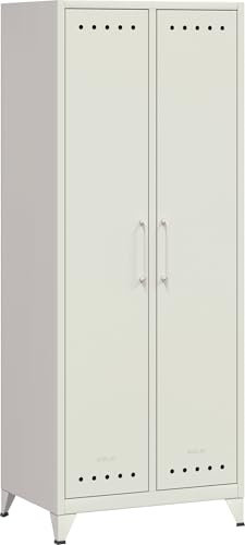 Bisley Fern Maxi Kleiderschrank aus Metall | Metallschrank im Retro-Instustrial Design in verkehrsweiß