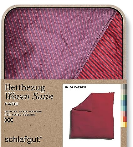 schlafgut Woven Fade Satin Bettwäsche 200x200cm gestreift Bettdecke Bezug einzeln, Red Fade Deep in Hotelqualität mit 100% Baumwolle