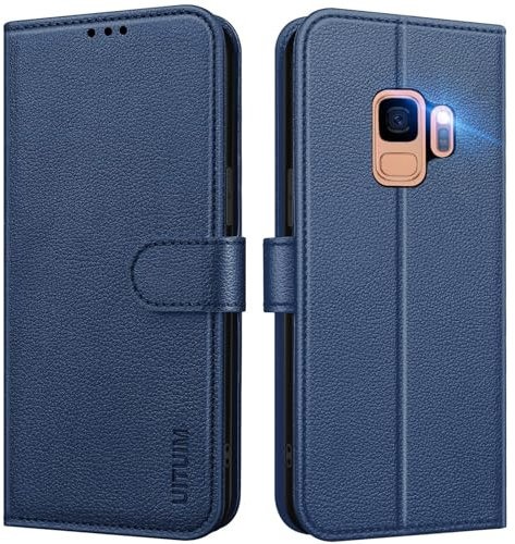 UITUIM Handyhülle für Samsung Galaxy S9 (Nicht für S9+), Klapphülle Leder Hülle Klappbar Flip Case Cover mit Magnet Kartenfach Geldbörse Ständer Etui Schutzhülle Handytasche für Samsung S9,Blau