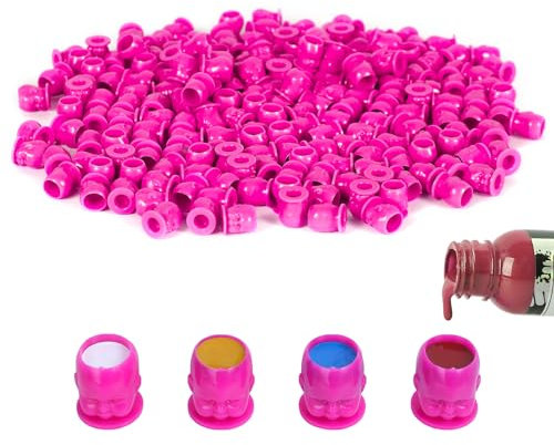 YLRONGTIAN Lot de 200 capsules d'encre de tatouage jetables avec base stable et 200 pièces par paquet - Porte-pigment permanent - Accessoires de tatouage (rouge rose)