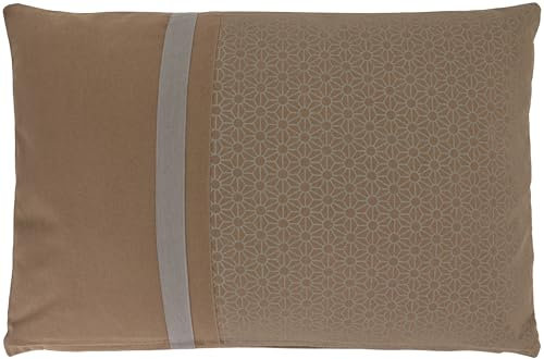 Alphadeco Sofakissen Lara Blume inkl. Füllung - Bezug: 100% Baumwolle - Mordernes Patchwork Design - viele Größen (Taupe/Braun, 60x40cm)