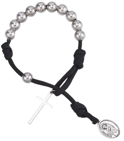 SUPERFINDINGS Gebets Taschen Rosenkranz Edelstahl Schwarz Tibetischer Taschen Paracord Rosenkranz Ein Jahrzehnt Paracord Rosenkranz Perlen 28.5cm San Benito Tenner Rosenkranz Im Offenen Stil