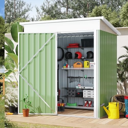 U-MAX 5x3ft Metal Shed,Garden Sheds and Outdoor Storage with Lockable Door, Small Outside Storage Box Waterproof for Backyard,Garden,Green(Base Size:150x86CM)