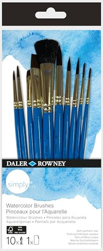 Daler Rowney Simply - Set 10 pinceaux pour l'aquarelle