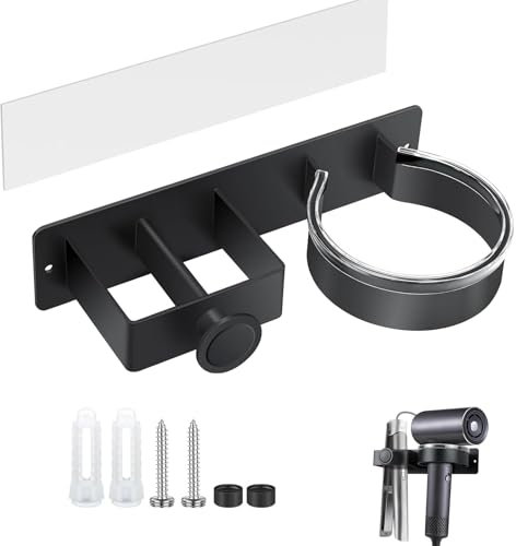 HPiano Porta Phon e Piastra,Porta Phon da Parete,Supporto Phon e Piastra,Acciaio Inox Supporto per Asciugacapelli,Acciaio Inox Porta Phon e Piastra,Porta Asciugacapelli da Parete per Bagno Barbiere