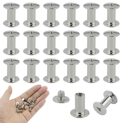 Juego de 20 tornillos de Chicago, postes de tornillos de Chicago, tornillos para encuadernación, botón de remache de clavos para bolsas, libros