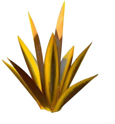 Agave Plant Metal Art Rustikaler DIY Garten Akzent für Teich, Deck und Rasen Dekor (Gold)