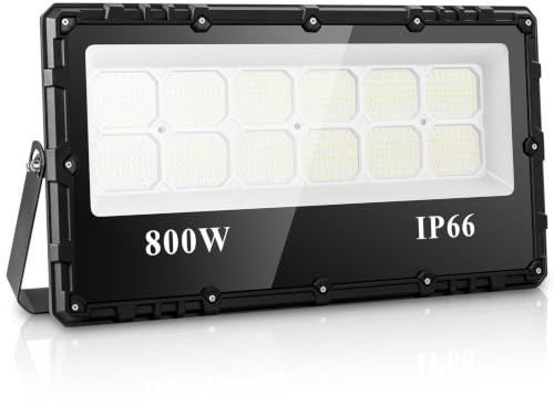 Bellanny 800W LED Strahler Außen, Superhell 80000LM Flutlicht Scheiwerfer, IP66 Wasserdicht Fluter Baustrahler | 6500K Kaltweiß Aussenleuchte Flutlichtstrahler für Garten, Sportplatz, Parkplätze, Bau