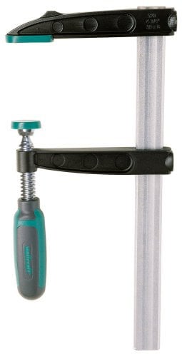 wolfcraft Schraubzwinge PRO 400-3620000 - ergonomische Griffform & rutschhemmende Griffauflagen - optimale Kraftumsetzung - 400 kg Spannkraft