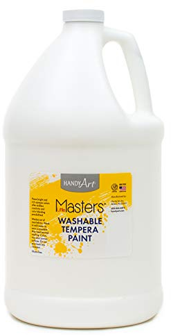 Handy Art Little Masters Washable Tempera Paint, White, Gallon 128 oz Bottle, Bright & Mixable, High Opacity, Washable Colors for Classroom, Students, Kids, Safe & Non-Toxic, Made in USA