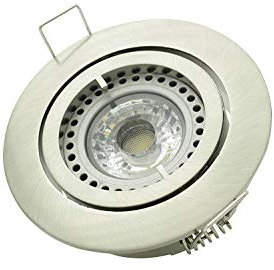 Lampenlux Einbaustrahler Samila rund 230V GU10 Aluminium 2700K Warmweiß schwenkbar (ohne Leuchtmittel) (nickel gebürstet)