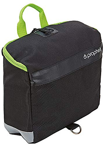 Prophete Lenker-Packtasche mit Kartenfach und Regenüberzug in Signalfarbe Schwarz, 601