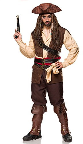 Mask Paradise Halloween Herren Kost?m Captain of the Caribbean aus PES in der Farbe Braun-Beige, Gr??e: L, 80112-116-026