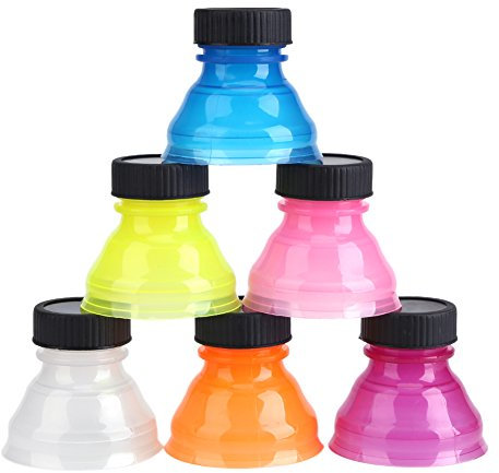6Pcs Color Mixed Reusable Snap On Can Convert Soda Savers Bottle Caps for Cool Coke Drink Lids