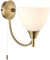 National Lighting Andy Decorative Antique Brass Single E14 LED Compatible Wall Light with Matt Opal Glass Shade