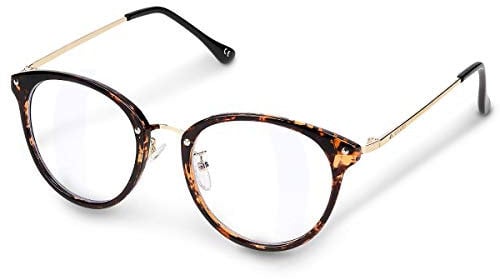 Navaris Retro Brille ohne Sehstärke - Damen Herren Vintage 50er Nerd Brille - Nerdbrille ohne Stärke - mit Metallbügeln