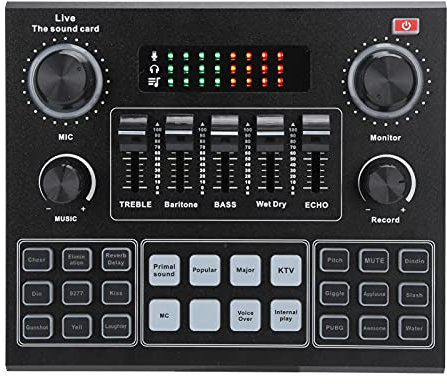 Bluetooth Audio Mixer, V9 Bluetooth Soundkarte Stereo Audio Mixer, DJ Sound Controller Live Sound Audio DJ Mixer für Computerspiele Handy Live Broadcast
