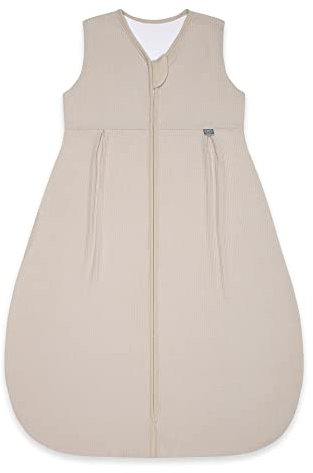 emma & noah Baby Schlafsack 1.0 TOG, Ganzjahres Schlafsack für den Frühling, Sommer und Herbst, 100% Bio-Baumwolle, OEKO-TEX Zertifiziert, Strampelsack für Neugeborene (Essential Beige, 60 cm)