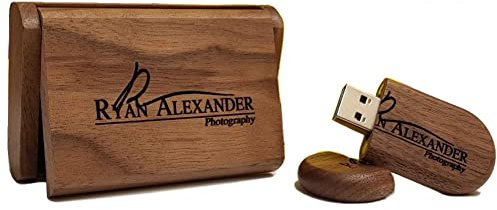 Personalisierter Holz-USB-Stick mit Box, Einzigartiges Geschenk für Hochzeit/Jubiläum/Freunde/Familie